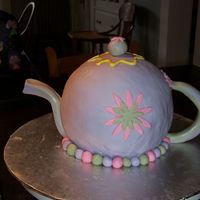 Teapot Cake strawberry cake with vanilla bc covered in MMF