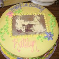 First Birthday I used an edible image, and based the color scheme on the flowers in the picture.