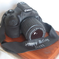 Canon Camera Carved cake camera; RKT lens, on small sheet cake, all covered in fondant..tfl!