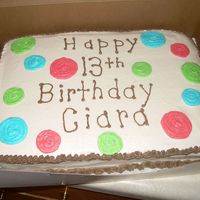 Kakes_By_Kelli_001.jpg Green, pink and brown poka dot cake. Done in buttercream