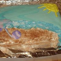 Last Day Of School Cake I made this cake for a last day of school party at my school. The sky is made with sky blue MM fondant. There is a trick I used to get that...