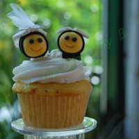 Bride And Groom Cupcake Bride and Groom cupcake - BC icing Bumble bee's were made of gumpaste.I surprised the bride with this cupcake as the topper of her...