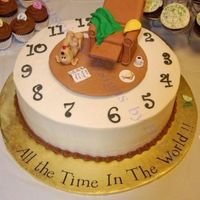 Retirement Cake Cake I made for my BIL. BC icing on vanilla cake. Living room scene and clock numbers all done with gumpaste. His nickname is "...