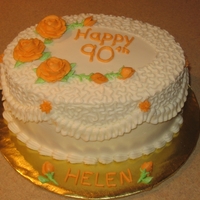 Birthday Cake Here's a small cake made for a friend. BC icing and decorations. Basic yellow cake. 90 years old - bless her heart!