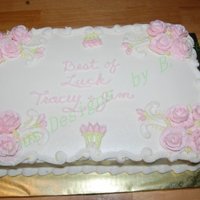 Best Of Luck! Marble cake with Buttercream icing. All decorations are BC too. thanks to Jenncowin for her inspration.