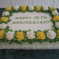 50Th Wedding Anniversary Just finished the beast. I actually made it a two layer slab cake because the cake didn't bake up that high. The side is done in...