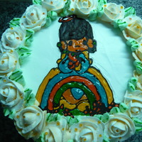 Freshcream Cake Vanilla spongecake with yam filling and decorated with roses.