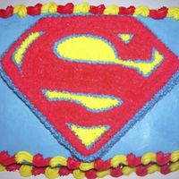 Superman Made for my nephews bday. Butter pecan cake with cream cheese frosting..