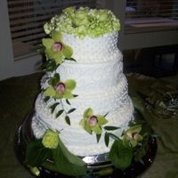 Dh's Boss's Big Day!! All bc with fresh flowers. lemon cake. scrools and swiss dots.