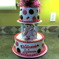 Baby Shower Cake Cake is covered in BC and the polka dots are also BC.