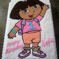 Dora And Backpack Star dropped Dora for 1 year old Birthday Party... Backpack was her play cake.