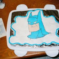 Batman Cupcake Cake Cupcake cake with a FBCT of Batman's head for my son to take to school.