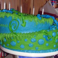 Twins Two-layer whimsical, neopolitan flavored. My second stacked cake ever. This was a lot of fun! It is squished more than they normally are,...