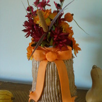 Thanksgiving Centerpice Cake flowers are fake, bow is fondant, cake is piped with brown buttercream