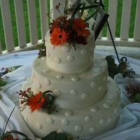 Dotty My Second ever wedding cake decorated with White Fondant and Color Flow dots. It was a long night but it doesn't look to bad.