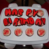 Birthday Cupcakes I did these last minute for my mom's birthday this year. Her favorite color is red. The cupcakes are devil's food chocolate with...