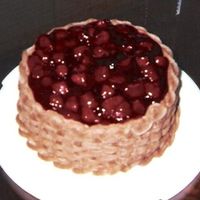 Chocolate And Strawberries Cake Chocolate cake with chocolate buttercream basket weave. I then just got a can of strawberry pie filling and poured it on top (held in place...