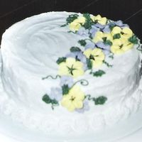 White Flower Cake This was my first try at painting on the flower accents...it turned out ok, but I need more practice. :)