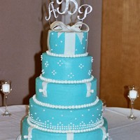 Wedding Cake Tiffany blue wedding cake with white fondant bows