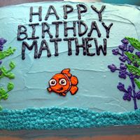 We Found Nemo! This was for my nephew's 2nd Birthday. The cake was actually frosted with canned frosting(at my brother's request). Nemo is made...