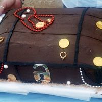 Pirates Treasure I made this for my daughter's Pirates of the Caribbean party back when the first movie came out. I didn't cut the rounded top off...