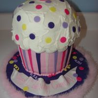 Giant Girly Cupcake Made to match invites and decorations for a 1 year old little girl. My first cupcake so far and I loved doing it. The mother specifically...