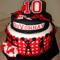 Little Cheerleader This cake is for a little girl who is having a cheer themed party. Her school colors are black and red. After I finished it I realized that...