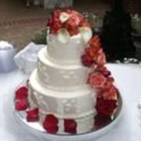 Cascading Flowers I did this Wedding Cake for a friend, he was very pleased. He thought it was covered in fondant, but it wasn't.