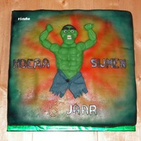 Hulk Cake 2-D Figure I've created a muscular structure under the "skin" this cake is fully covered in marsipan. The background is made with...