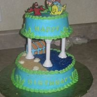 The Little Mermaid Tiered Cake Little mermaid and friends are color flow plaques.