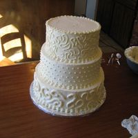 Our First Wedding Cake DH and I designed and decorated this cake. It is Red Velvet with Cream Cheese Filling. 12, 10 and 8 inch rounds. I haven't talked to...