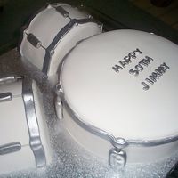 Drum Set Cake Silver and white drum set cake