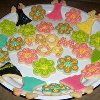 Prom NFSC with royal icing for desert before prom tonight. Eight girls have dinner together while getting ready. Each girl has a dress cookie...