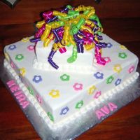 Birthday For 4 Little Girls Marble cake with buttercream and fondant flowers