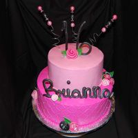 Sweet 16 Pink/black For my daughter's Sweet 16....all BC with fondant accents. My first time using a diamond impression mat and dragees and pearl dust....