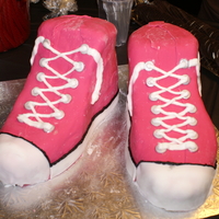 Pink Converse The cakes are carved and covered with MMF fondant