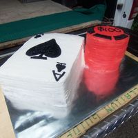 Ace Of Spades And Chips two layered chocolate for the card filled with strawberries. and chips were triple layer yellow. it was a fun cake to transport...remember...