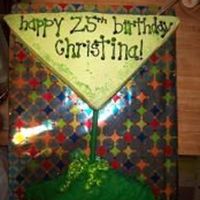 Apple Tini Cake yellow cake with a green apple flavored butter cream and a apple jack cereal bottom for the glass! Interesting tasted good too....