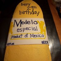 Modelo Bottle this was used for a birthday party but could be a grooms cake...it feed100.choclate cake with butter cream by far the largest sheet cake I...