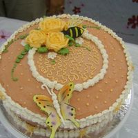 Roses a cake I made at a competition an dwon the 2nd place!! BC roses, gumpaste butterfly and royal icing bee..