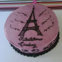 Eiffel Tower Theme Pink in Paris was the theme of this shower. I free-handed the eiffel tower and used pattern stamps to draw the designs.