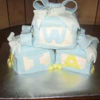 Baby Blocks Cut out 4"X4" squares. Decorated in MMF with MMF embellishments