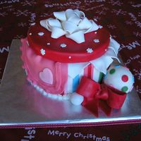 Christmas Gift Baby Shower Christmas baby shower cake for another friend. Buttercream w/ mmf accents