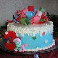 My Little Pony Christmas My little pony Minty's Christmas birthday cake for my daughter. Chocolate w/ mint Oreo filling covered in buttercream w/ mmf accents...