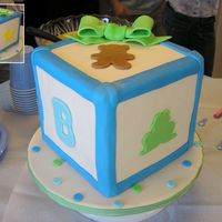 Baby Block 8" baby block cake covered in mmf. I made this for another neighbor's baby shower. This will be the 6th new baby on our street...