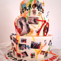 Mom's 70Th. Birthday Devil's Choc. Cake, covered w/ fondant.It was my mom's 70th. celebration and I decided to do three different layers with each...