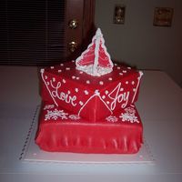 Academy Christmas Party Cake Jan. 2007 Peppermint Cake with Cream Cheese Buttercream and covered with Peppermint MMF and royal icing piping, dusted with superpearl. The Tree is...