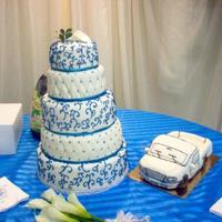 Wedding Cake And Grooms Cake First time I made both cakes for the wedding. Its was fun cause my das got involved with the grooms cake.