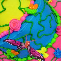 Closeup Of Whimsical The flowers were very diff. on this..wanted to especially show the pink ones. All are made from buttercream.