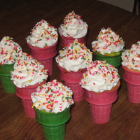 Ice Cream Cone Cupcakes I colored the cake mix to match the color of the cones!